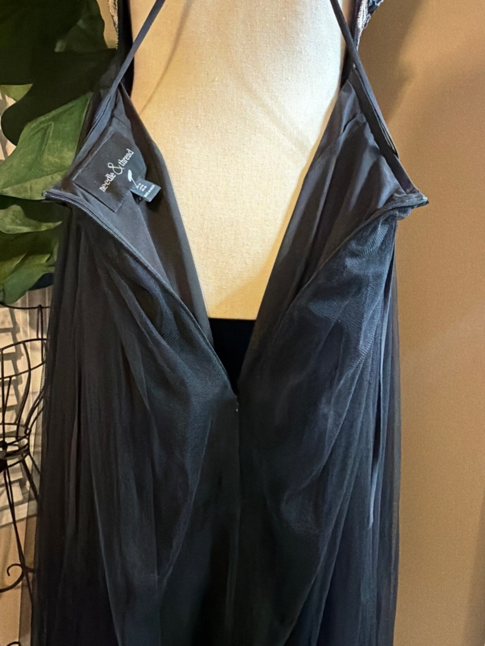 Needle & Thread Black Strapless Floral Embroidered Tulle Dress - Picture 7 of 10